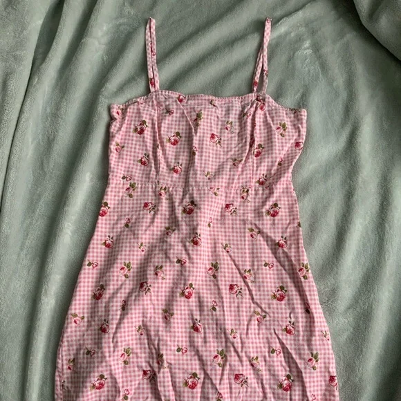 Forever 21 | Dresses | Forever 2 Pink Dress With Flowers Plaid Size S |  Poshmark